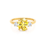 LOUELLA - Chatham® Oval Yellow Sapphire Oval Petite Trilogy Engagement Ring 18k Yellow Gold