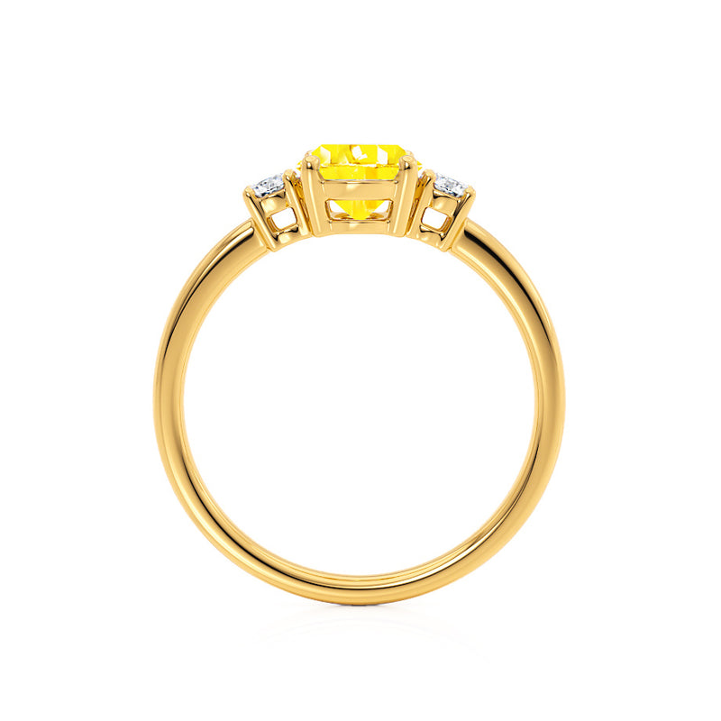 LOUELLA - Chatham® Oval Yellow Sapphire Oval Petite Trilogy Engagement Ring 18k Yellow Gold