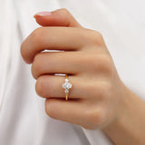 LOUELLA - Ready to Ship 0.70 Oval Natural Diamond 18k Yellow Gold Trilogy Ring