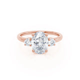 LOUELLA - Oval Lab Diamond Diamond 18k Rose Gold Trilogy Ring