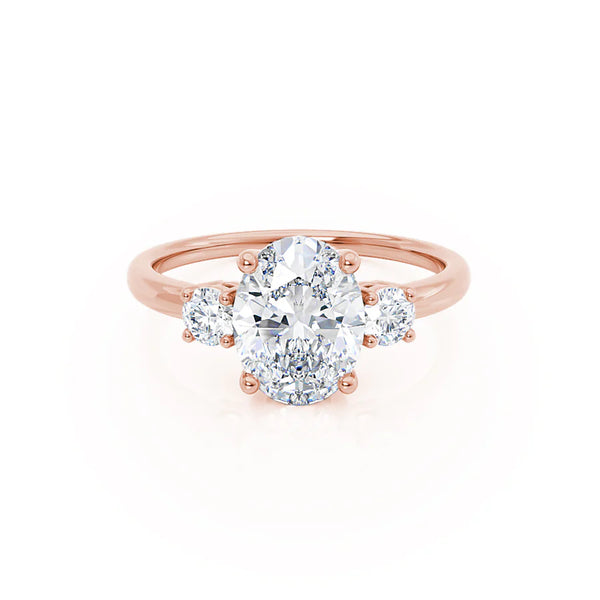 LOUELLA - Oval Lab Diamond 18k Rose Gold Trilogy Ring