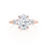 LOUELLA - Oval Petite Trilogy Engagement Ring 18k Rose Gold Engagement Ring Lily Arkwright