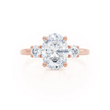 LOUELLA - Oval Lab Diamond Diamond 18k Rose Gold Trilogy Ring