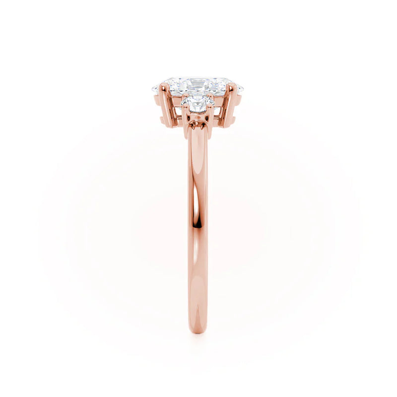 LOUELLA - Oval Lab Diamond Diamond 18k Rose Gold Trilogy Ring