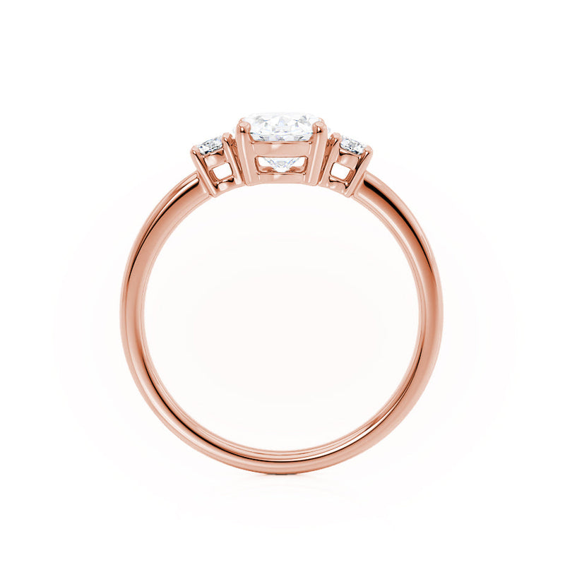 LOUELLA - Oval Petite Trilogy Engagement Ring 18k Rose Gold Engagement Ring Lily Arkwright