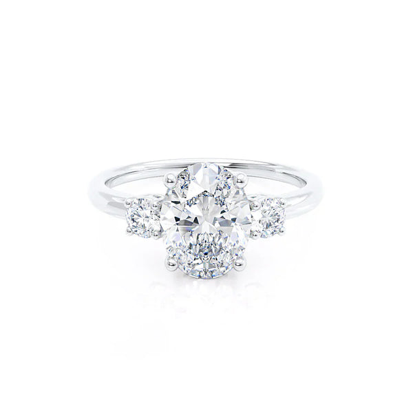 LOUELLA - Ready to Ship 1.03ct Oval Lab Diamond Platinum 950 Trilogy Ring