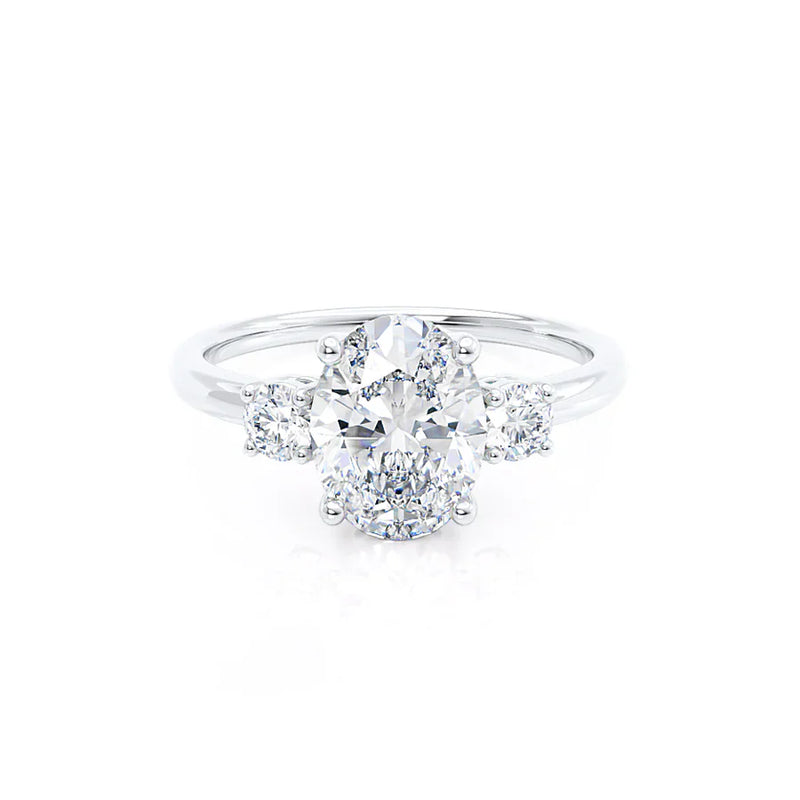 LOUELLA - Ready to Ship 1.03ct Oval Lab Diamond Platinum 950 Trilogy Ring
