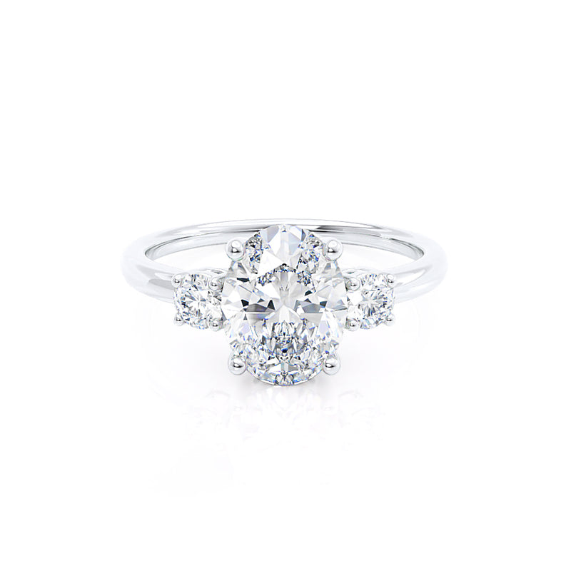 LOUELLA - Oval Petite Trilogy Engagement Ring 950 Platinum Engagement Ring Lily Arkwright