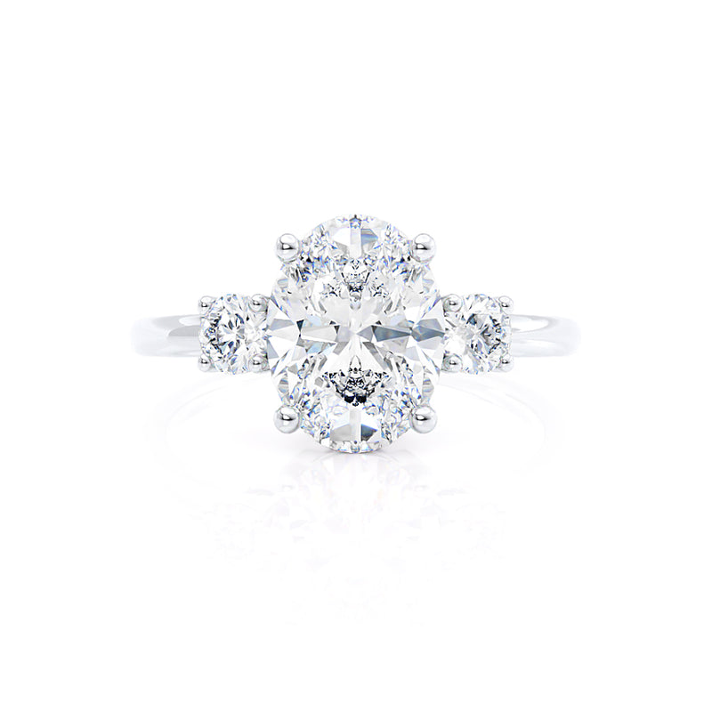 LOUELLA - Oval Petite Trilogy Engagement Ring 18k White Gold Engagement Ring Lily Arkwright