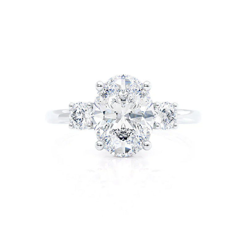 LOUELLA - Ready to Ship 1.03ct Oval Lab Diamond Platinum 950 Trilogy Ring