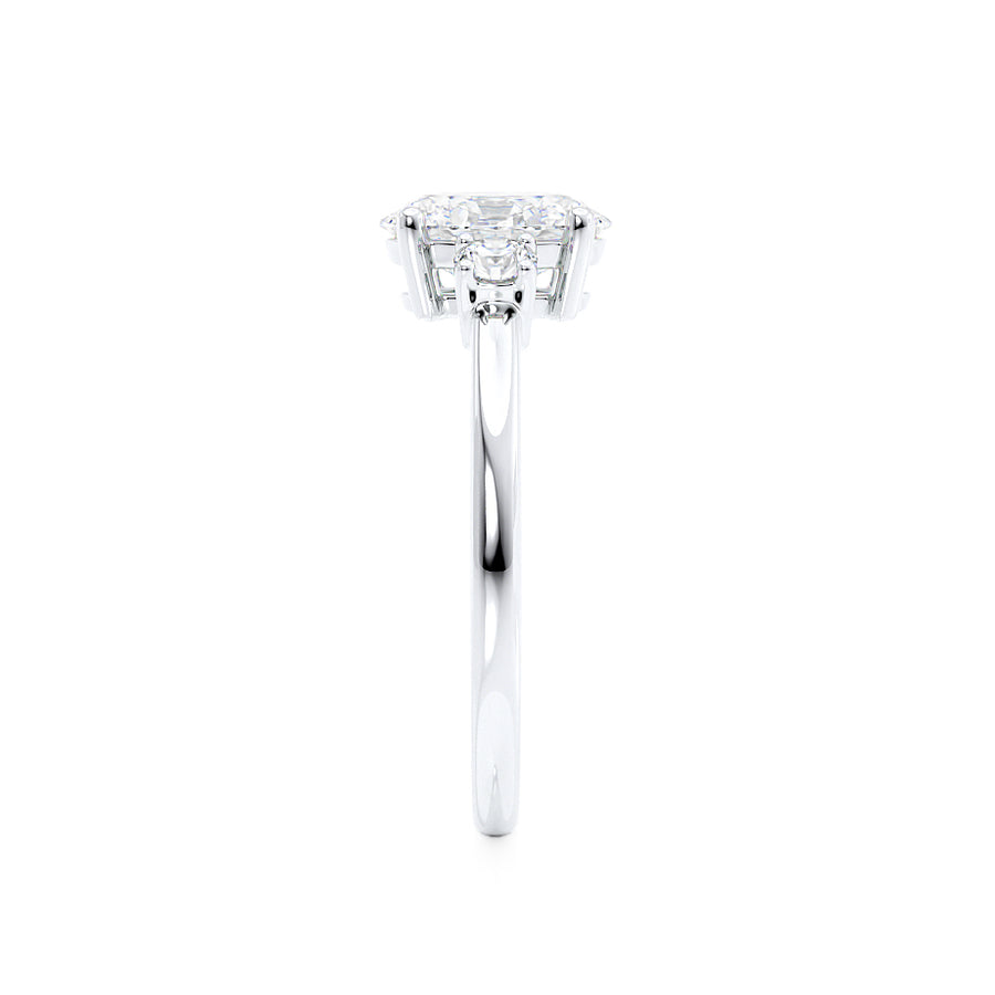 lilie & white jewelry LOUELLA - Moissanite Oval Petite Trilogy Engagement Ring 18k White