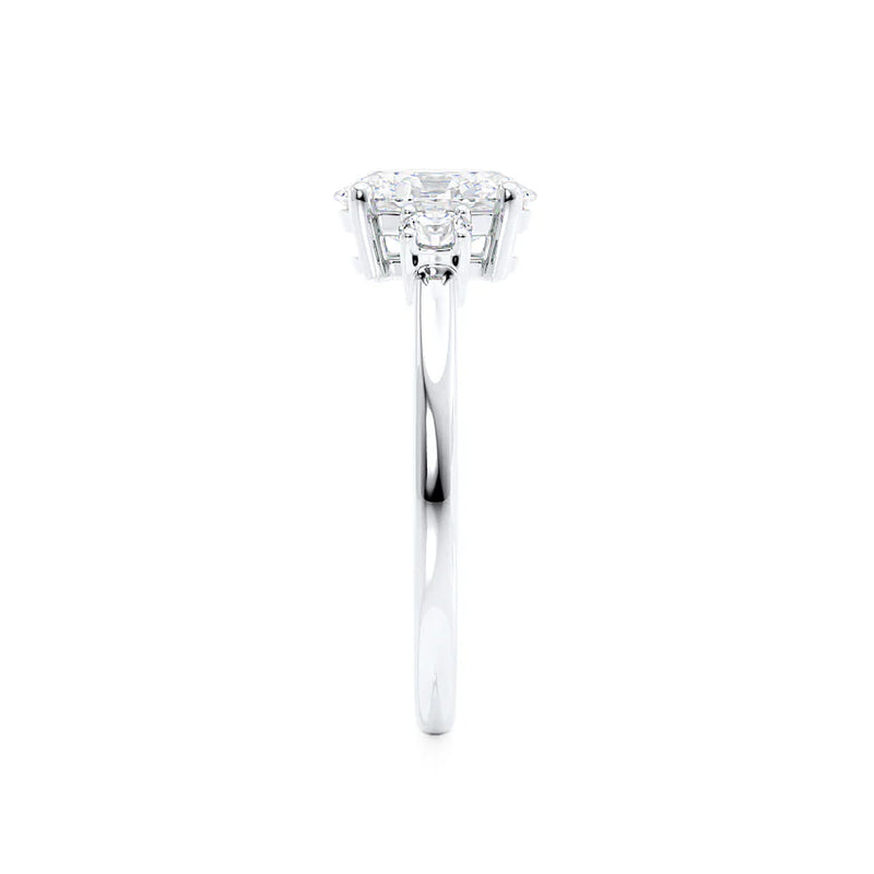 LOUELLA - Oval Lab Diamond Diamond 950 Platinum Trilogy Ring