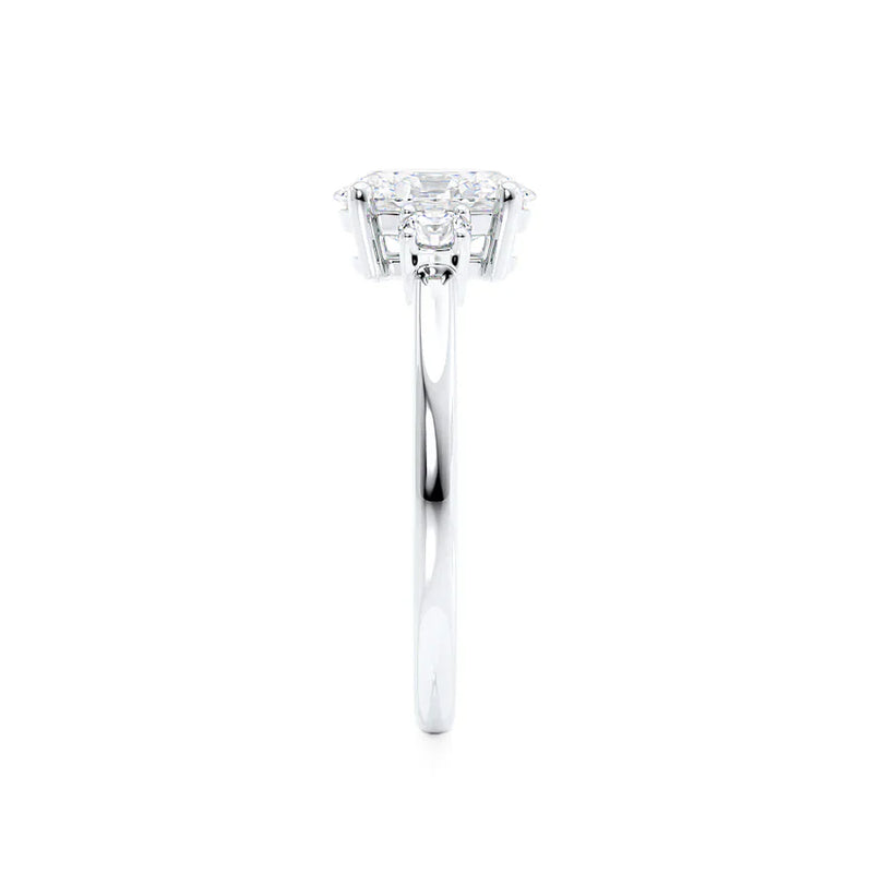 LOUELLA - Ready to Ship 1.03ct Oval Lab Diamond Platinum 950 Trilogy Ring