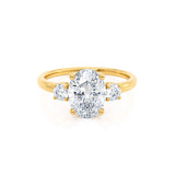 LOUELLA - Ready to Ship 0.70 Oval Natural Diamond 18k Yellow Gold Trilogy Ring
