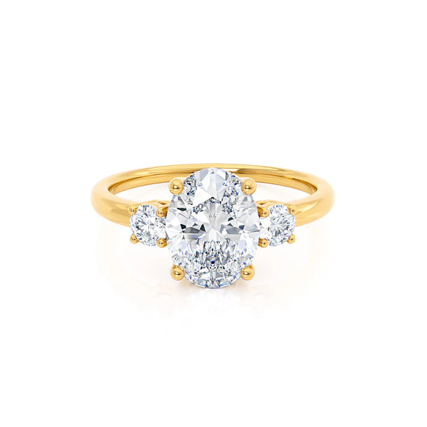 LOUELLA - Oval Lab Diamond 18k Yellow Gold Trilogy Ring