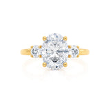 LOUELLA - Ready to Ship 0.70 Oval Natural Diamond 18k Yellow Gold Trilogy Ring