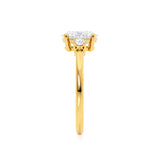 LOUELLA - Ready to Ship 0.70 Oval Natural Diamond 18k Yellow Gold Trilogy Ring