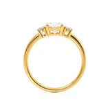 LOUELLA - Ready to Ship 0.70 Oval Natural Diamond 18k Yellow Gold Trilogy Ring