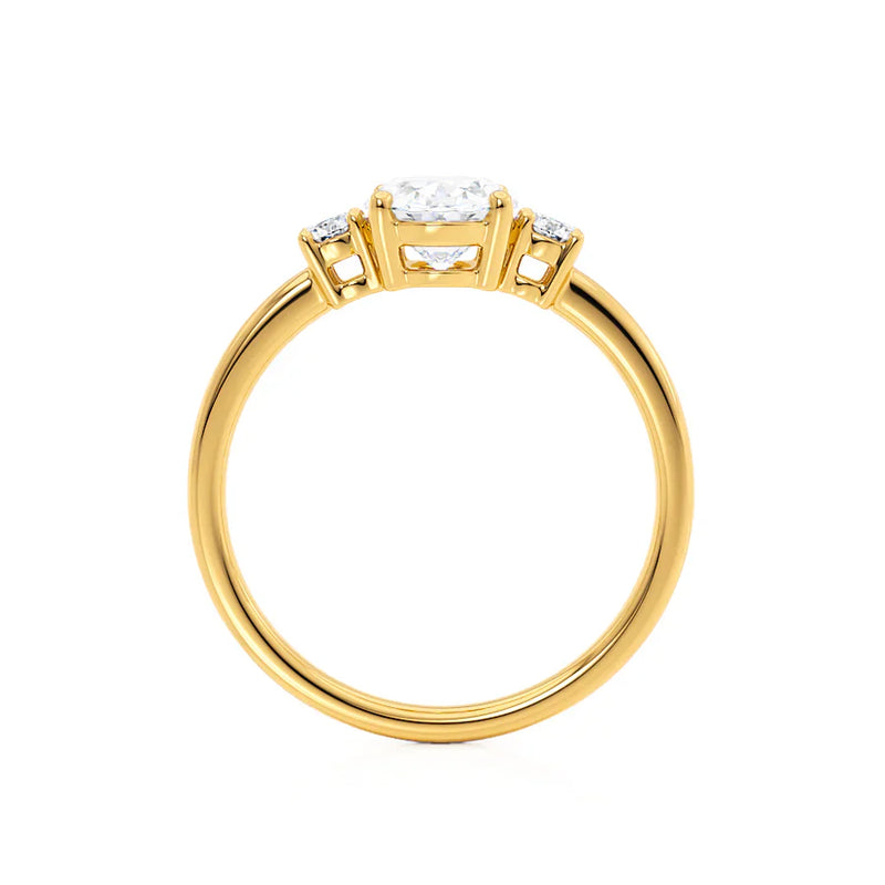 LOUELLA - Ready to Ship 0.70 Oval Natural Diamond 18k Yellow Gold Trilogy Ring