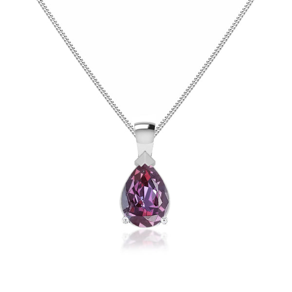 LUCINDA - Pear Alexandrite 3 Claw Pendant 18k White Gold Pendant Lily Arkwright