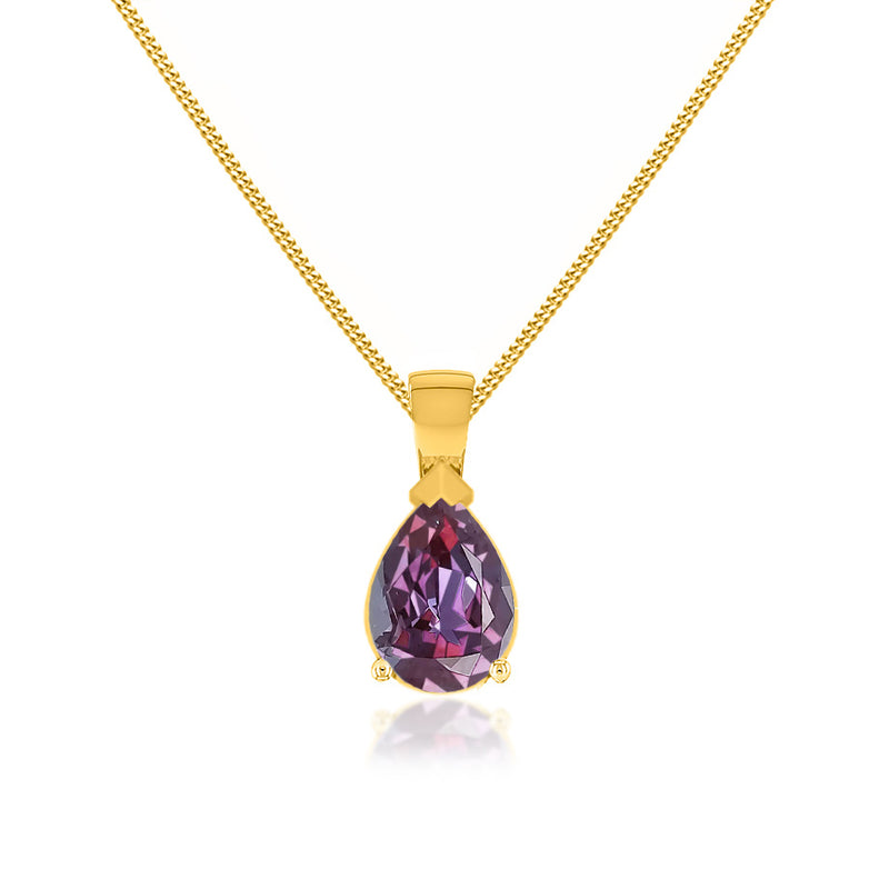 LUCINDA - Pear Alexandrite 3 Claw Pendant 18k Yellow Gold Pendant Lily Arkwright