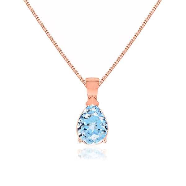 LUCINDA - Pear Aqua Spinel 3 Claw Pendant 18k Rose Gold Pendant Lily Arkwright