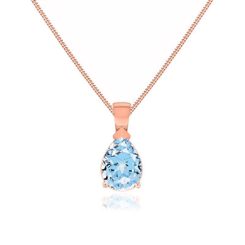 LUCINDA - Pear Aqua Spinel 3 Claw Pendant 18k Rose Gold Pendant Lily Arkwright