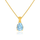 LUCINDA - Pear Aqua Spinel 3 Claw Pendant 18k Yellow Gold Pendant Lily Arkwright