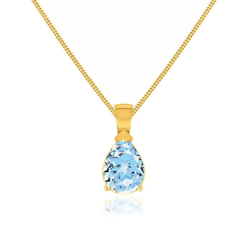 LUCINDA - Pear Aqua Spinel 3 Claw Pendant 18k Yellow Gold Pendant Lily Arkwright