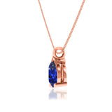 LUCINDA - Pear Blue Sapphire 3 Claw Pendant 18k Rose Gold Pendant Lily Arkwright