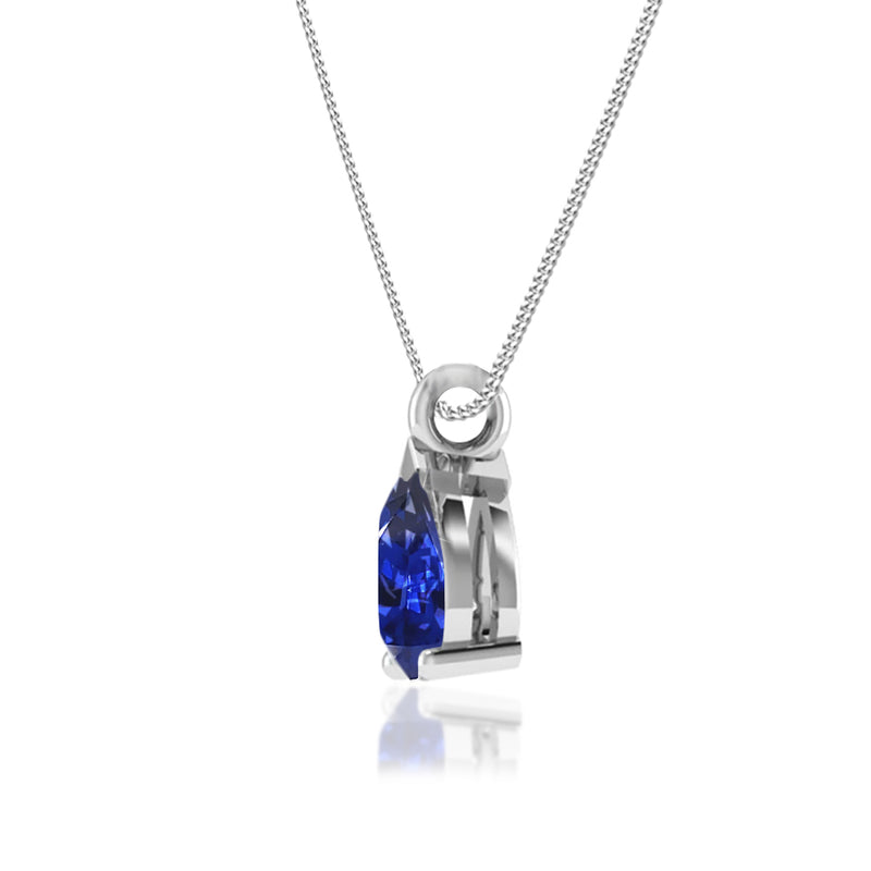 LUCINDA - Pear Blue Sapphire 3 Claw Pendant 18k White Gold Pendant Lily Arkwright