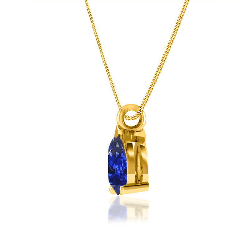 LUCINDA - Pear Blue Sapphire 3 Claw Pendant 18k Yellow Gold Pendant Lily Arkwright