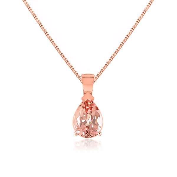 LUCINDA - Pear Champagne Sapphire 3 Claw Pendant 18k Rose Gold Pendant Lily Arkwright