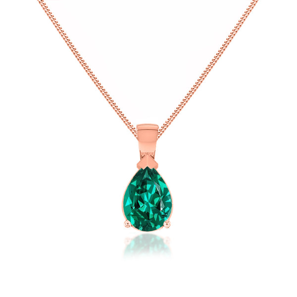 LUCINDA - Pear Emerald 3 Claw Pendant 18k Rose Gold Pendant Lily Arkwright