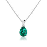 LUCINDA - Pear Emerald 3 Claw Pendant 18k White Gold Pendant Lily Arkwright
