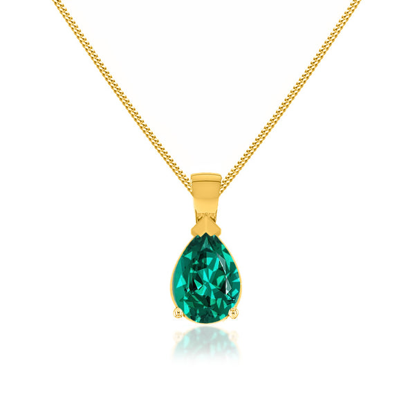 LUCINDA - Pear Emerald 3 Claw Pendant 18k Yellow Gold Pendant Lily Arkwright