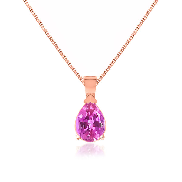 LUCINDA - Pear Pink Sapphire 3 Claw Pendant 18k Rose Gold Pendant Lily Arkwright