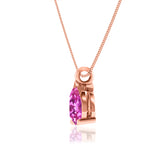 LUCINDA - Pear Pink Sapphire 3 Claw Pendant 18k Rose Gold Pendant Lily Arkwright