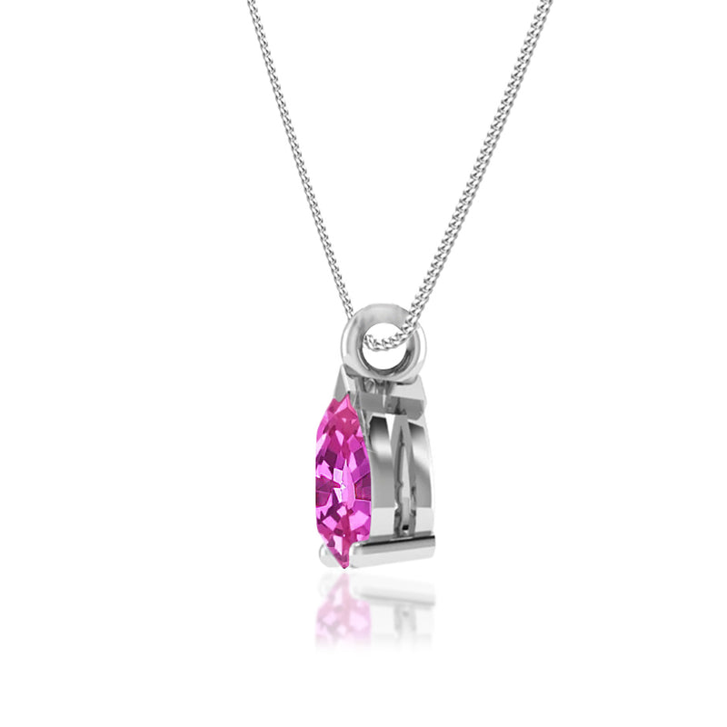 LUCINDA - Pear Pink Sapphire 3 Claw Pendant 18k White Gold Pendant Lily Arkwright