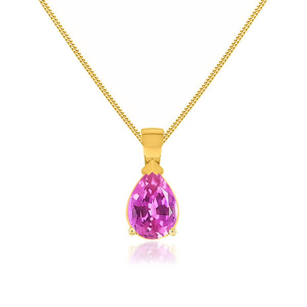 LUCINDA - Pear Pink Sapphire 3 Claw Pendant 18k Yellow Gold Pendant Lily Arkwright
