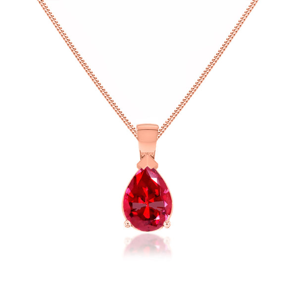 LUCINDA - Pear Ruby 3 Claw Pendant 18k Rose Gold Pendant Lily Arkwright