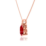 LUCINDA - Pear Ruby 3 Claw Pendant 18k Rose Gold Pendant Lily Arkwright