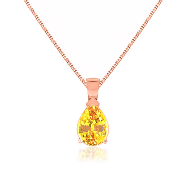 LUCINDA - Pear Yellow Sapphire 3 Claw Pendant 18k Rose Gold Pendant Lily Arkwright