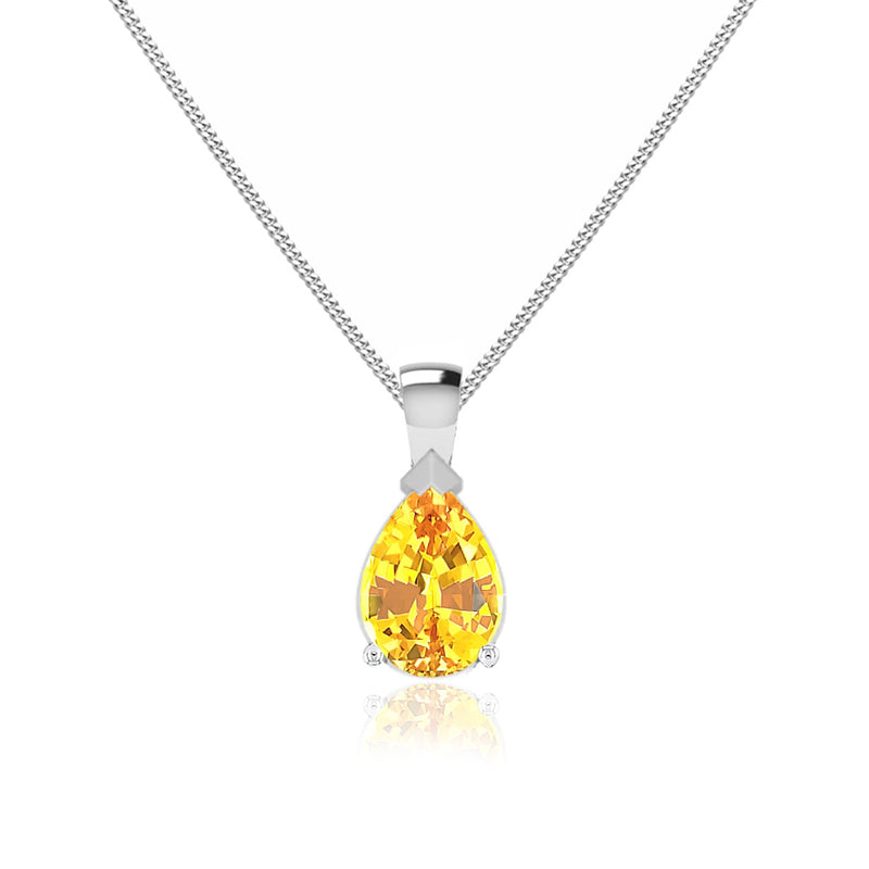 LUCINDA - Pear Yellow Sapphire 3 Claw Pendant 18k White Gold Pendant Lily Arkwright