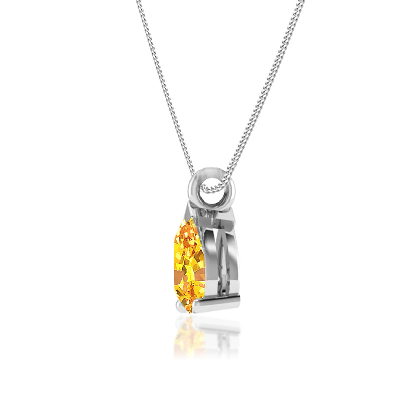 LUCINDA - Pear Yellow Sapphire 3 Claw Pendant 18k White Gold Pendant Lily Arkwright