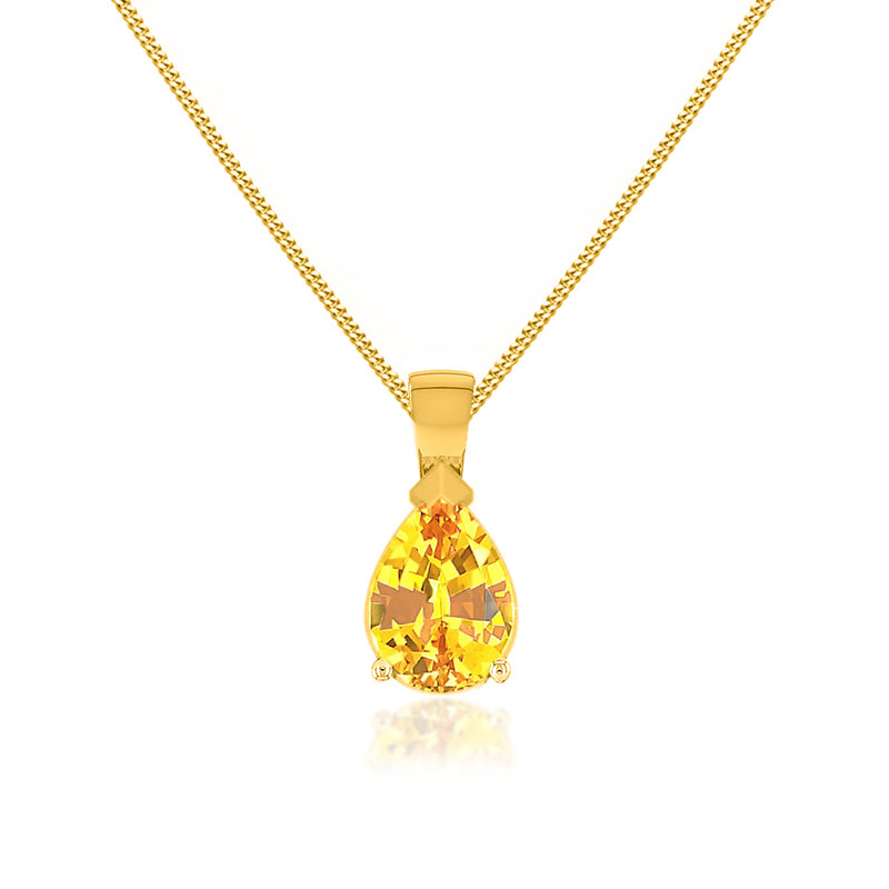 LUCINDA - Pear Yellow Sapphire 3 Claw Pendant 18k Yellow Gold Pendant Lily Arkwright