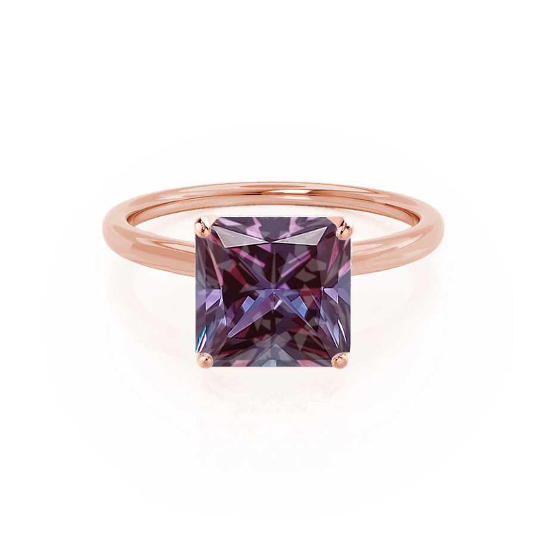 LULU - Princess Alexandrite 18k Rose Gold Petite Solitaire Ring Engagement Ring Lily Arkwright
