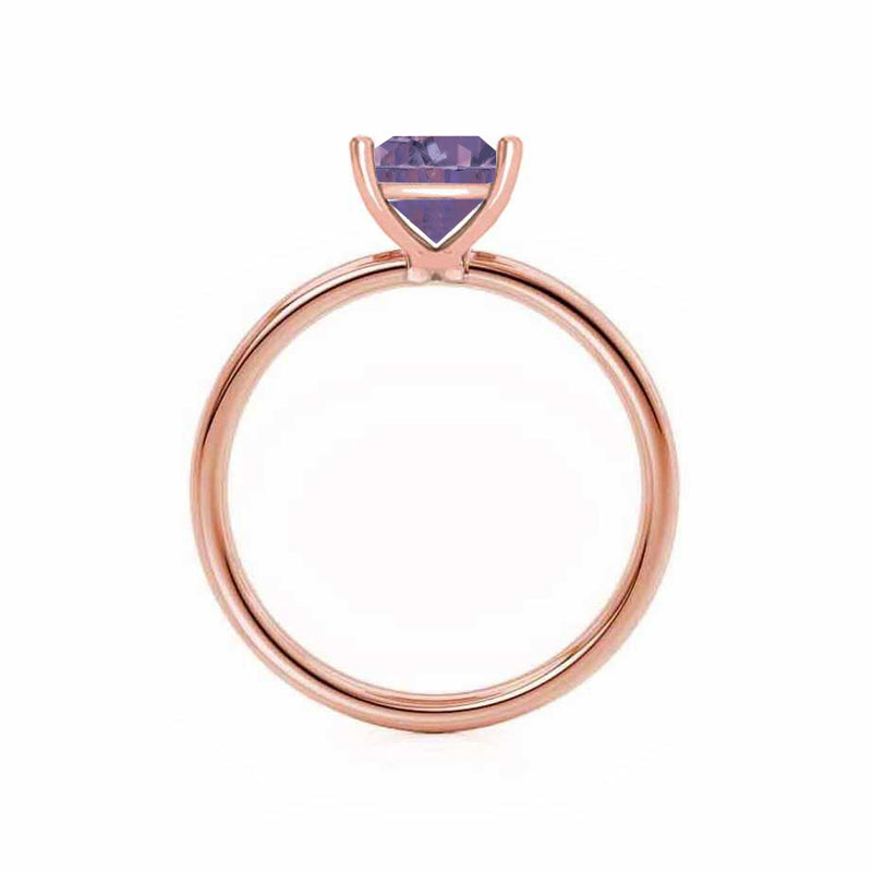 LULU - Princess Alexandrite 18k Rose Gold Petite Solitaire Ring Engagement Ring Lily Arkwright