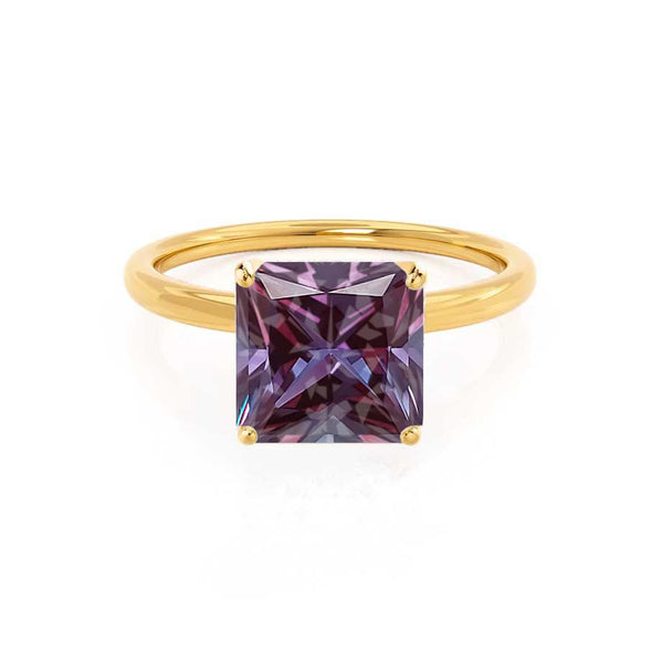 LULU - Princess Alexandrite 18k Yellow Gold Petite Solitaire Ring Engagement Ring Lily Arkwright