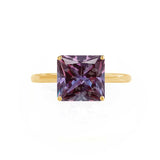 LULU - Princess Alexandrite 18k Yellow Gold Petite Solitaire Ring Engagement Ring Lily Arkwright